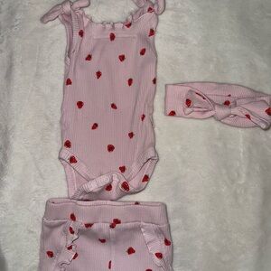 Rabbit Bear Organic Pink Baby Set